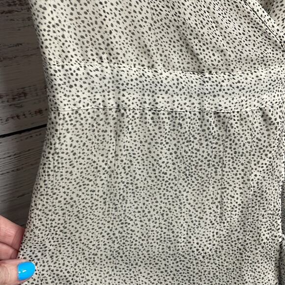 All Saints Dayla Speckle True Wrap Midi Dress Oyster Polka Dot US 2 - Picture 4 of 6